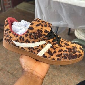 Steve Madden Kids Leopard Print Sneakers with White and Black Accents